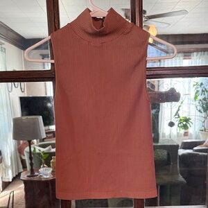 Nikibiki Terracotta Ribbed Mock Neck Sleeveless Seamless Top NS7723 Womens OS